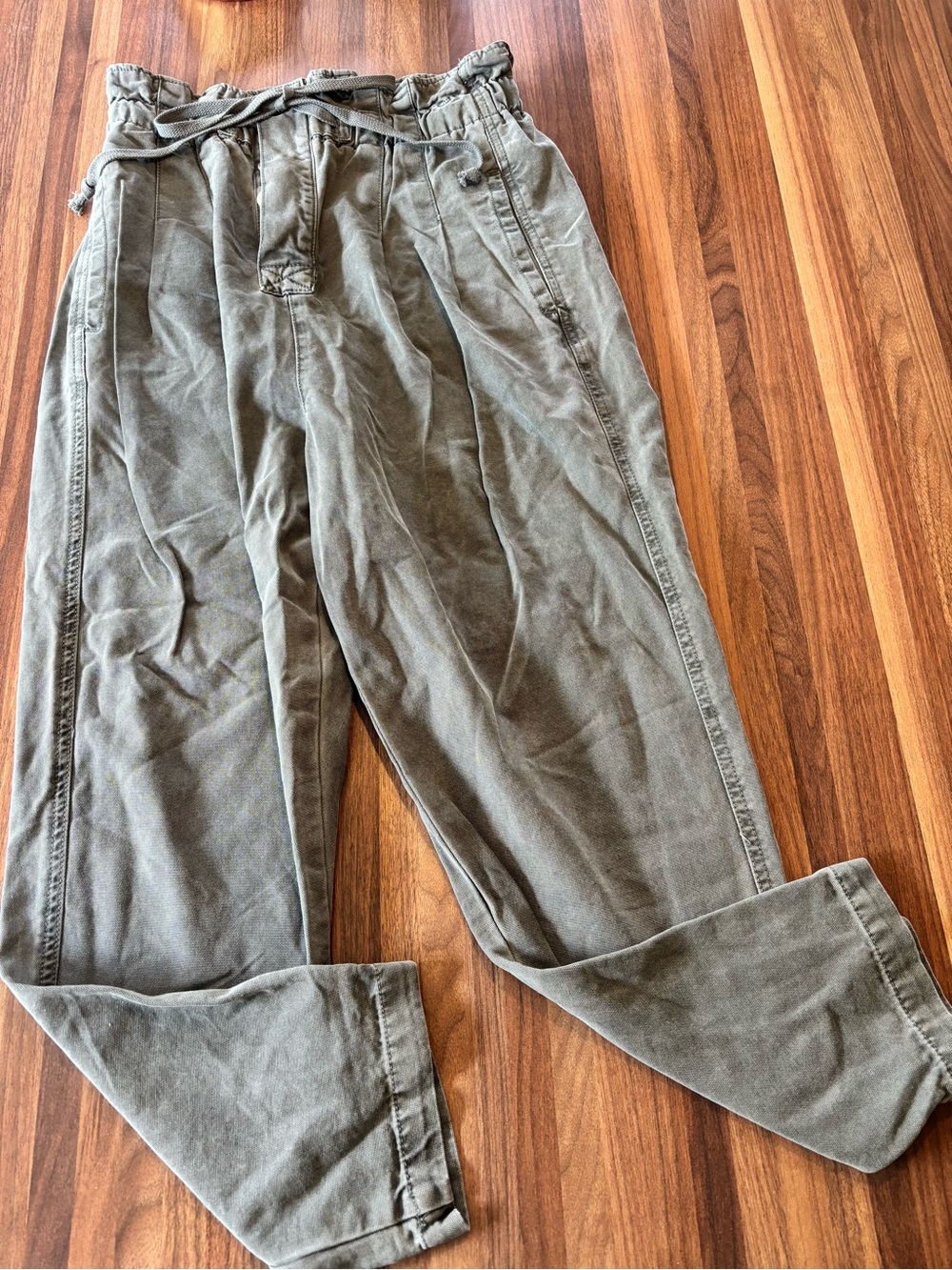 Free People Olive Green Drawstring Chinos